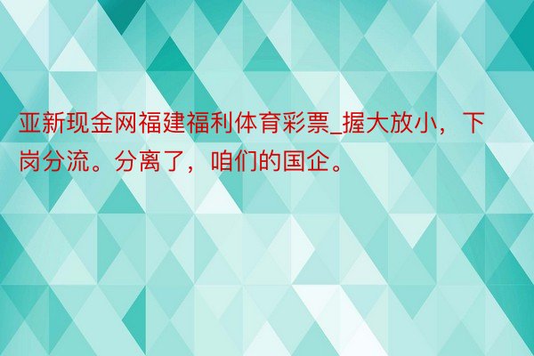 亚新现金网福建福利体育彩票_握大放小，下岗分流。分离了，咱们的国企。